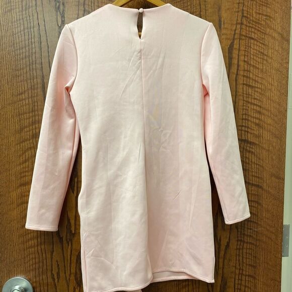 HAODUOYI pale pink ruffle front long‎ sleeve sheath dress - Picture 6 of 7